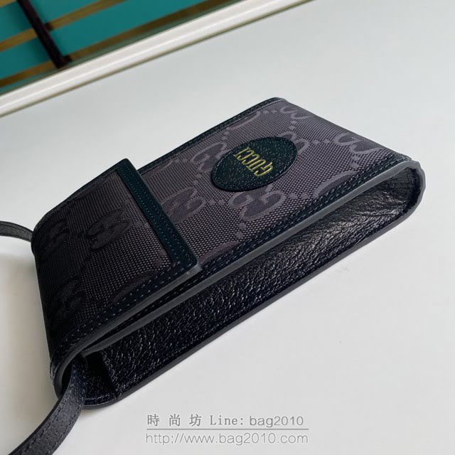 Gucci古馳包包 G家新款男包 款號:625599 古奇黑色原廠皮晶片版手機包 小斜挎包  gdj1308